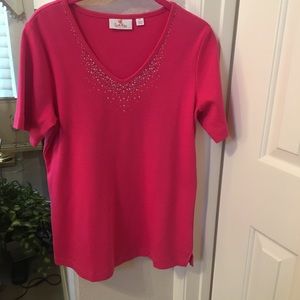 🌺Quacker Factory Short Sleeve Top (XS)-V neck 🌺